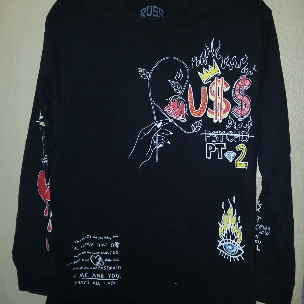 RUSS Black Graphic Kids Long Sleeve Shirt